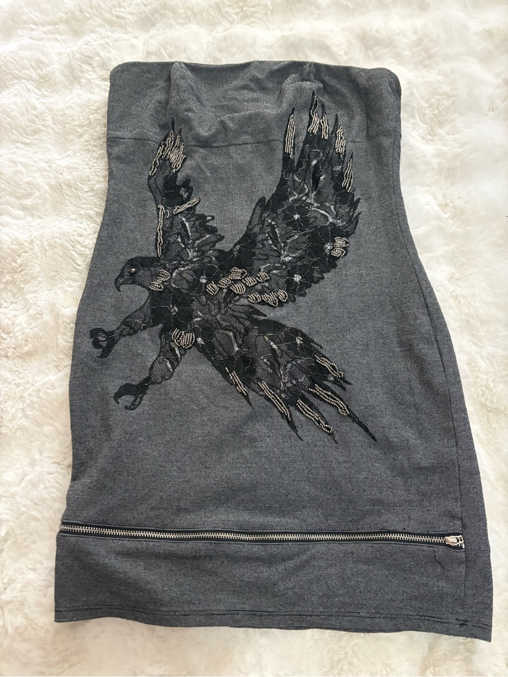 🖤Gothic Nikibiki Embellished Crow Charcoal Bodycon/A line Dress 🖤